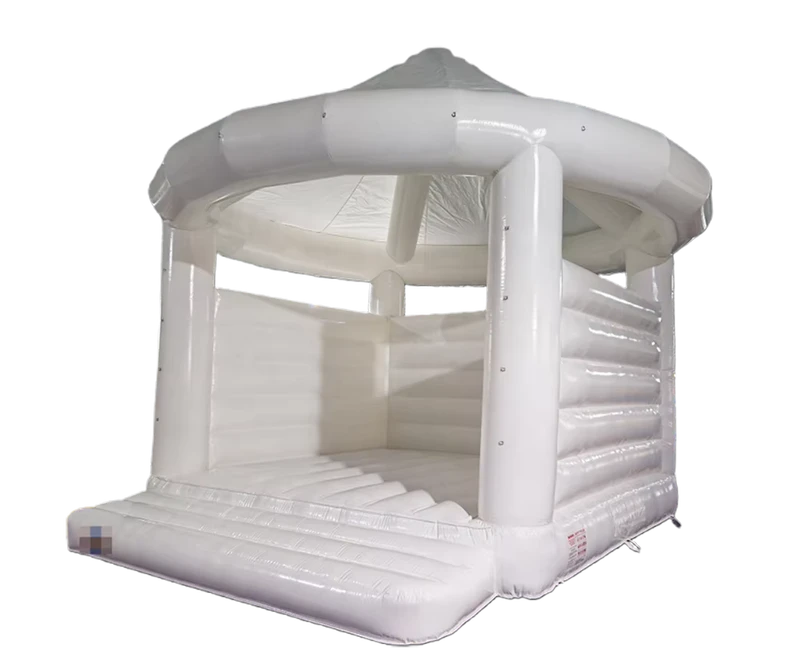 Lâu đài nhảy bouncy trắng bằng vật liệu PVC cho thuê tiệc cưới