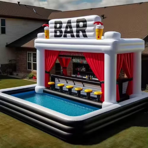 PVC buiten commerciële opblaasbare drijvende platform feesttent zwembad waterbar voor volwassenen