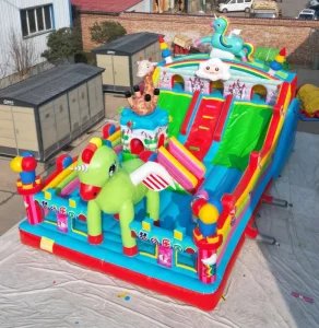 PVC Outdoor Inflatable Jump Castle with Slide Custom Bouncy Castle Jumping House with Slide for Kids Amusement