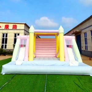 PVC Pastel Inflatable Bounce Castle Kids Outdoor Trampoline Park Commercial Grade Jumping Bouncy House for Parties Events