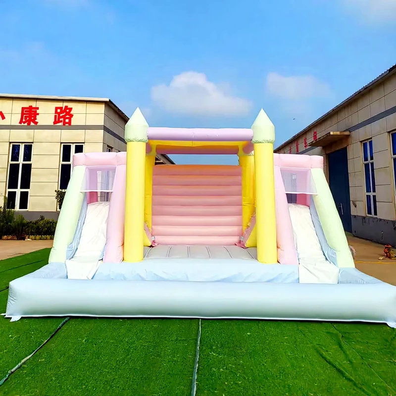 PVC Pastell Hüpfburg Kinder Outdoor Trampolinpark Gewerbliche Hüpfburg für Partys Veranstaltungen