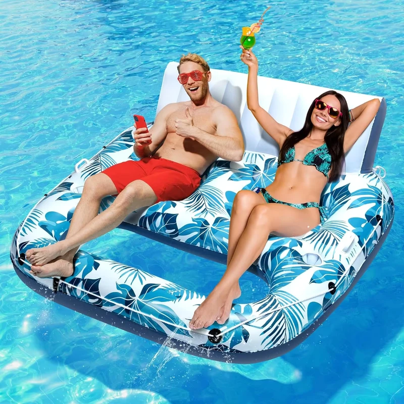 Phao Nổi PVC Có Tựa Lưng, Chân Để, Giá Để Cốc, Thuyền Nổi Tắm Nắng Dành Cho Người Lớn Khi Đi Biển