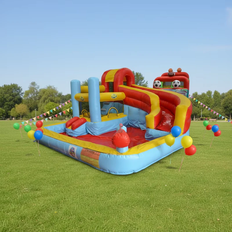 Château Gonflable Combo Arc-en-Ciel en PVC avec Toboggan pour Enfants