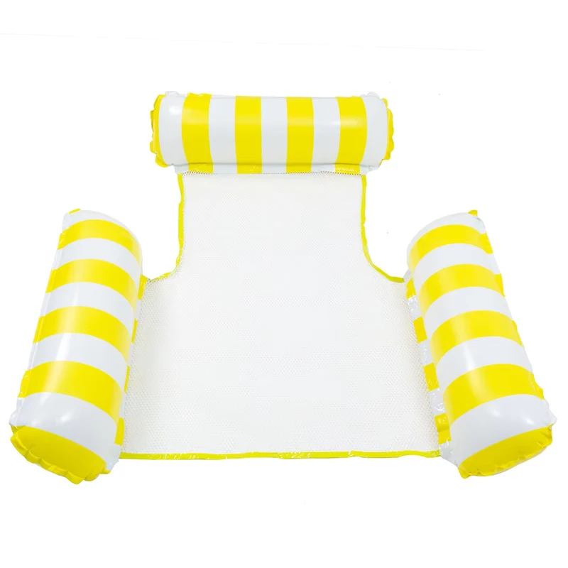 ที่นอนลอยน้ำ PVC แบบพับได้สำหรับฤดูร้อน แฮมม็อคลอยน้ำในสระว่ายน้ำ เตียงลมสำหรับชายหาด เก้าอี้นั่งเล่นกีฬาทางน้ำ