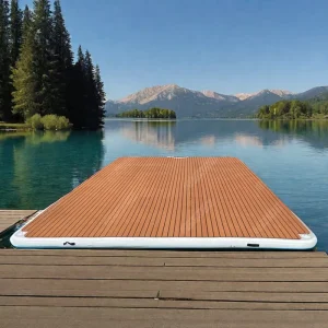 Plataforma inflable de ocio acuático de PVC Teak, muelle para motos de agua, isla flotante para mantenimiento de yates en el mar