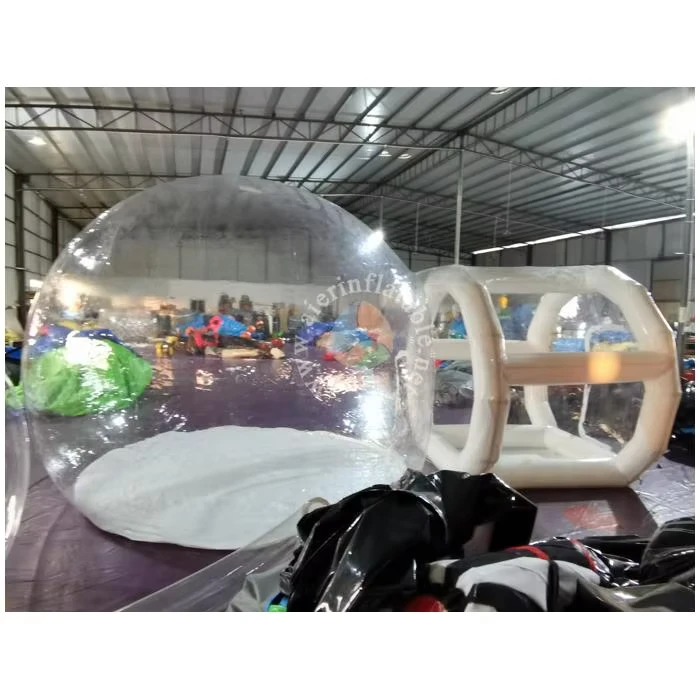 Tienda inflable de PVC para fiestas infantiles, casa burbuja inflable transparente con túnel y cúpula para decoración de bodas