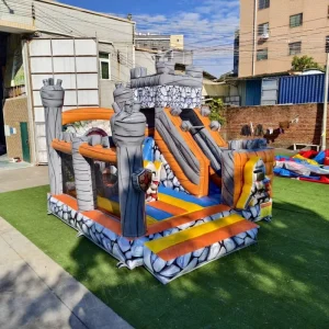 PVC With protection Castle Guard Palace Inflatable Jumping Bouncer Dry Slide Commercial Kids Play Center