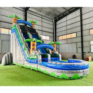 Palm Tree Tropical Custom Bounce House 22 ft Inflatable Water Slide Waterslide with Blower