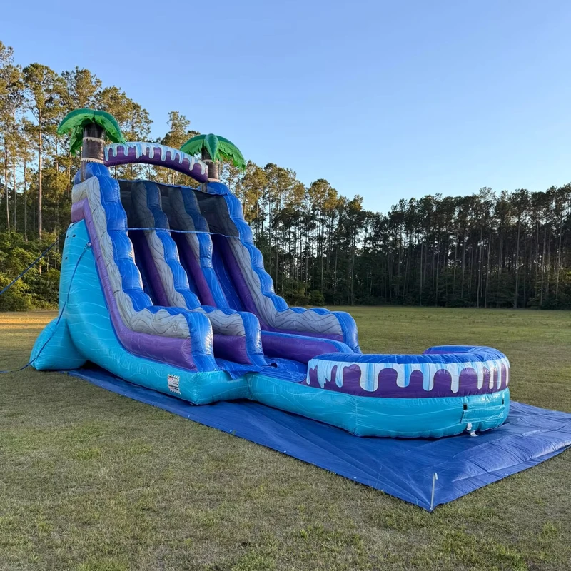 Toboggan aquatique gonflable en PVC commercial avec palmiers pour adultes