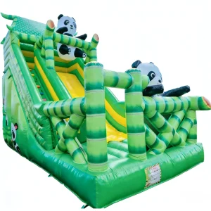 Panda Bamboo Themed Giant Inflatable Slide Eco Friendly High Capacity Kids Cute Animal Play Equipment Commercial Grade Outdoor