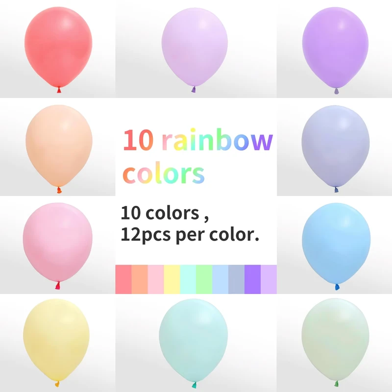 Party Balloon 120 Pcs 12 inch Pastel Rainbow Latex Balloons for Graduation Wedding Birthday Party Christmas Decorations