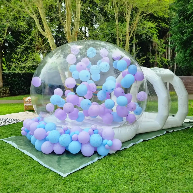 Maison à bulles gonflable de fête avec tunnel, maison à bulles avec saut