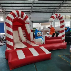 Party Christmas Santa Claus Inflatable Bounce House Semi-enclosed Waterproof Windproof 0.55mm PVC 12ft Dimensions