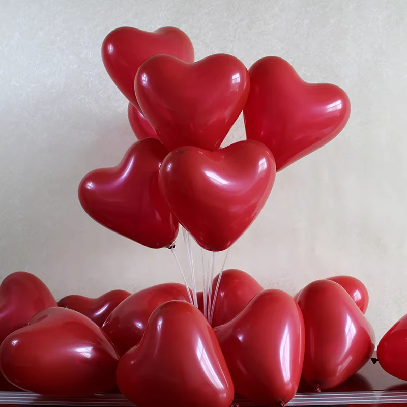 Decorazioni per feste: palloncini a forma di cuore rossi e rotondi in lattice da 12 pollici per San Valentino