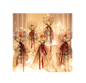 Party Decoration Gift 18″ Transparent Clear Globos Led Lighting Bobo Bubble Rose Flower Balloon with Led Lights Strip