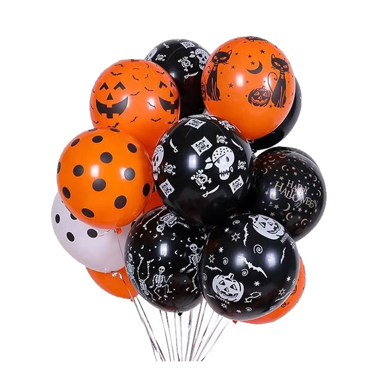 Partydekoration Heliumballon 12 Zoll Orange, individuell bedruckter Kürbis-Latexballon, fröhlicher Halloween-Ballon, Set für Halloween-Party