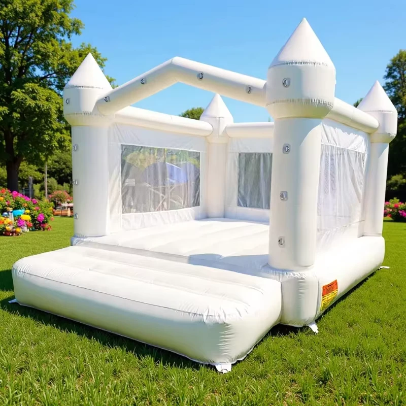 Party Event Bounce House Inflatable White Wedding Bouncy Castle Blower Slide Playground Indoor and Outdoor Use