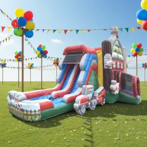 Party Rental Children’s Farm Jumping Castle Inflatable Bounce House Commercial Bouncy House With Slide and Blower