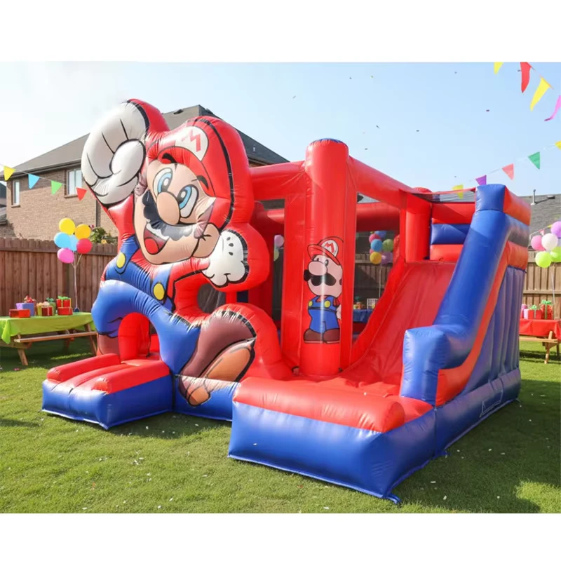 Party Rental Commercial Inflatable Jumping Castle Custom Bouncy Castle Inflatable Mario Combo Bounce House Castle with Slide