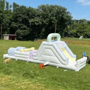 Party Rental Commercial Inflatable Jumping Castle Pastel Inflatable Obstacle Course Bounce House with Slide for Adults