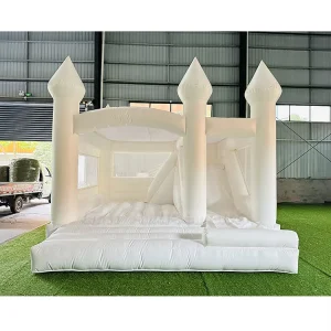 Party Rental Commercial White Inflatable Kids Bouncy Castle Combo Slide Bounce House with Roof