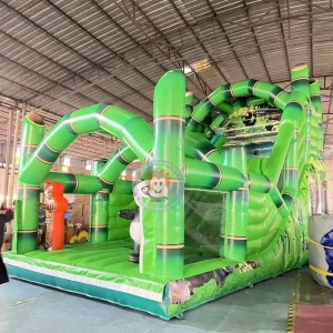 Party Rental Panda Inflatable Slide Inflatable Bounce House Tropical Bouncy Castle