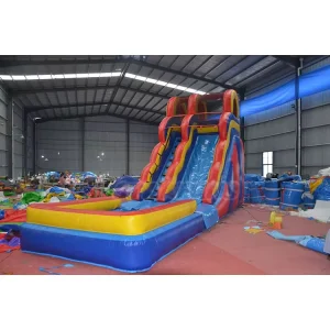 Tobogán de agua inflable para alquiler de fiestas, tobogán de agua inflable comercial de PVC con piscina y castillo inflable