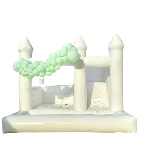 Party Rental White Bounce House With Slide and Ball Pit Pool Outdoor Indoor Soft Play Equipment Inflatable Wedding Bouncy Castle