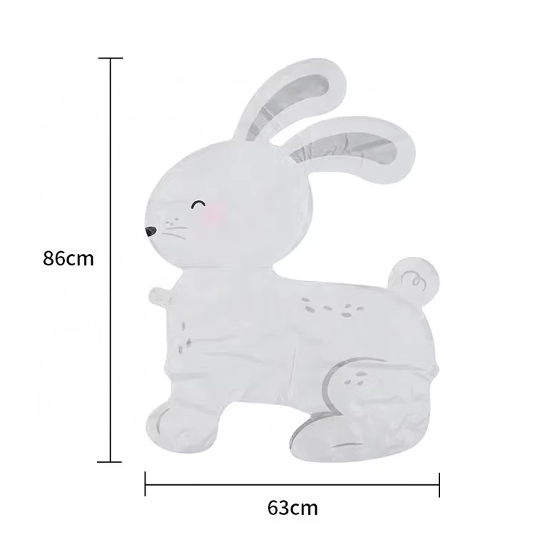 Party Stage Decoration Inflatable 4D Beige Stand Rabbit Mylar Foil Balloons