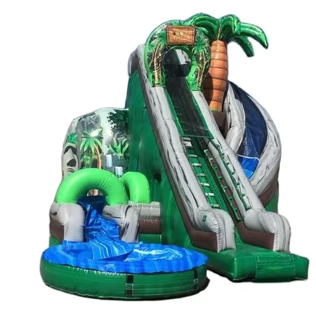 Model Inflatable Pasta 107 Hurricane Jungle Seluncur Air Melengkung, PVC Kelas Komersial Bersertifikat CE