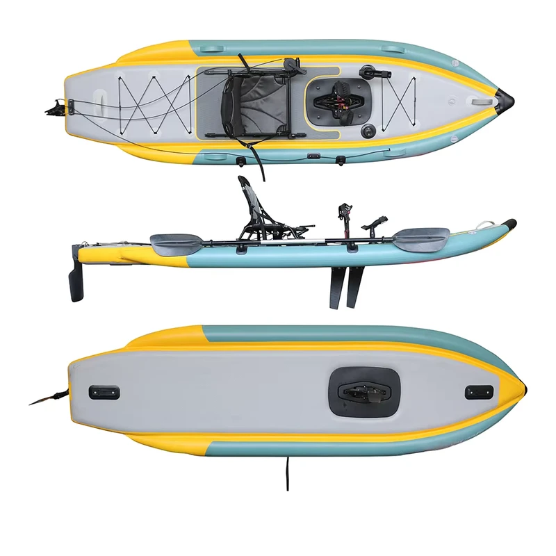 Kayak de Pesca Inflable de PVC con Propulsión a Pedal, Plegable, 3.6m, para Pesca en Ríos y Mar, Capacidad para 1 Persona, Ecológico