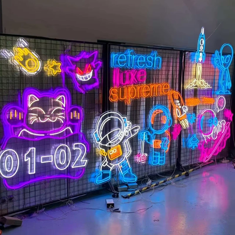 Affichage lumineux néon acrylique créatif personnalisé, enseigne néon suspendue pour publicité en vitrine