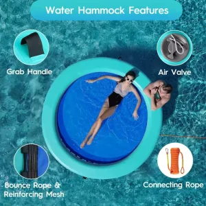 Pet Friendly Inflatable Water Hammock Floating Island Raft 6 Inch Thick Heavy Duty PVC Floating Dock Lake Relaxation 100 500kg