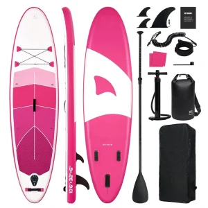 Pink Color Inflatable Stand up Paddle Board for Beginners Girls Women with Lightweight Paddle Durable & Portable ISUP Board