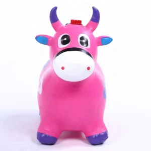 Pink Inflatable Bouncy Cow Hopper Toy Ride-On Animal with Sound Durable BPA Free PVC Jumping Toy for Toddlers