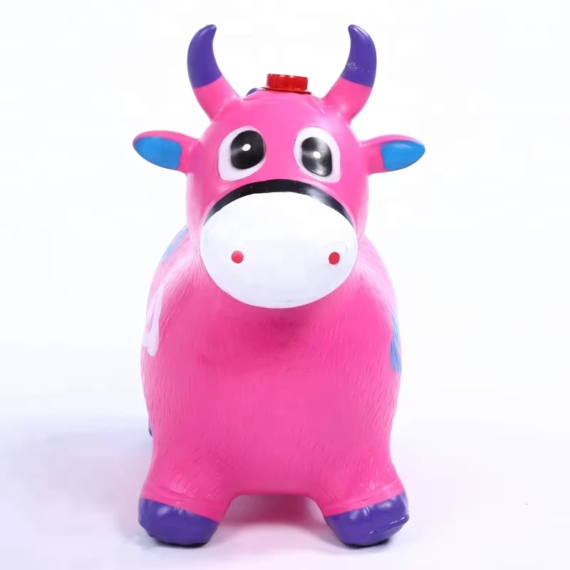 ピンク インフレータブル バウンシー カウ ホッパー おもちゃ（音付き、耐久性、BPAフリー PVC、幼児用ジャンピングおもちゃ）