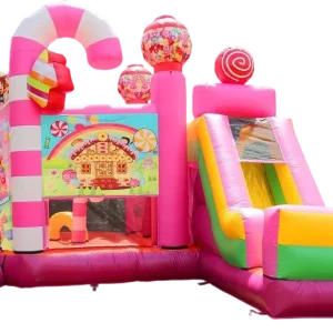 Pink Inflatable Castle Suitable for Outdoor Parties Equipped with Fun PVC Slides