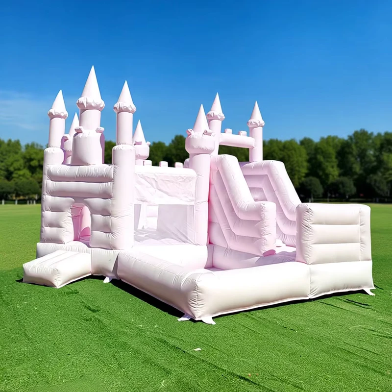 Pink Inflatable Children Combo 3 in 1 Bounce House with Slide Inflatable Bouncer Combo Inflatable Bouncy Slide Castle