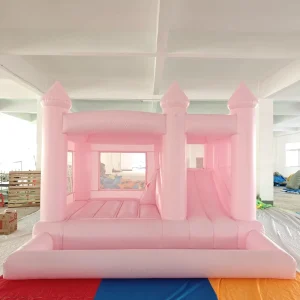 Roze Opblaasbaar Huwelijkskasteel Trampoline Springhuis met Blazer voor Feestverhuur Kinderspeelgoed Buiten Springbed