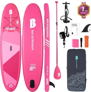 SUP Gonfiabile Rosa Stand Up Paddle Board 10'6''x30''x6'' Capacità Portatile 130 kg