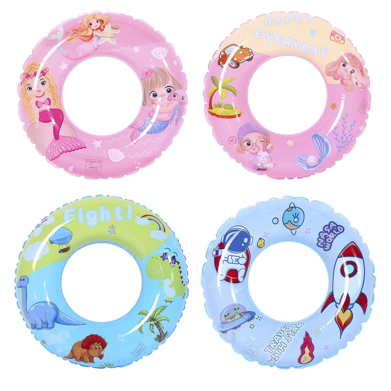 Pink Mermaid Double Layer Inflatable PVC Life Ring for Adults Kids Thickened Swimming Ring with Mermaid Design