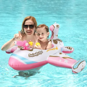 Pink Outdoor Summer Water Gun Play Plane Inflatable Kids Seat Float Baby Swim Ring for Children