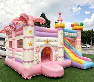 Pink PVC Commercial Use Inflatable Castle Bouncy Castle Indoor and Outdoor Amusement Equipment Easy Setup