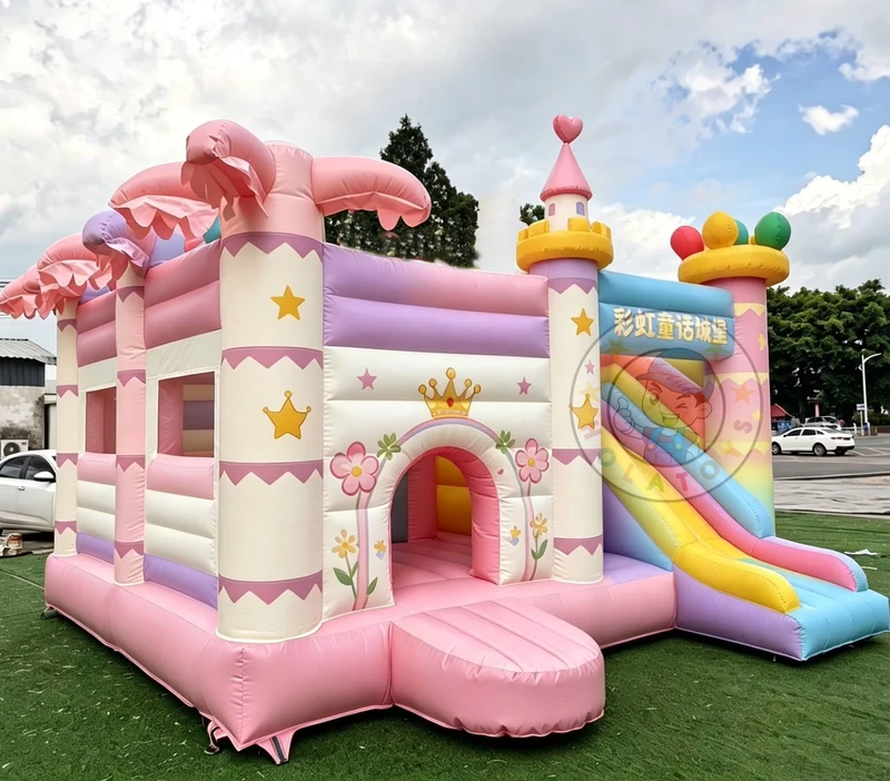 Pink PVC Commercial Use Inflatable Castle Bouncy Castle Indoor and Outdoor Amusement Equipment Easy Setup