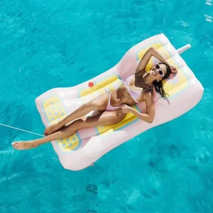 Pink PVC Inflatable Swimming Pool Floater Lounger Water Air Mattress for Kids and Adults