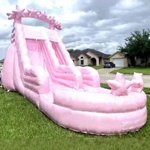 Pink PVC Vinyl Commercial Inflatable Water Slide Bounce House Jumper Customized Color EN14960 Certified Park Trampoline Park