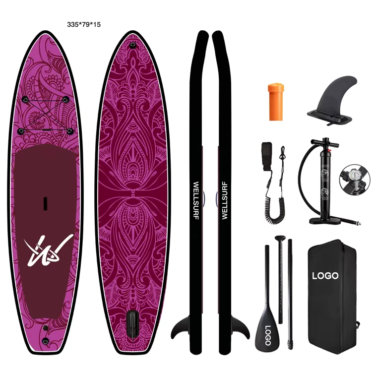 Rosa SUP-Board 11' / 335 cm Aufblasbares Vollbedrucktes Board mit hochwertigen Zubehörteilen