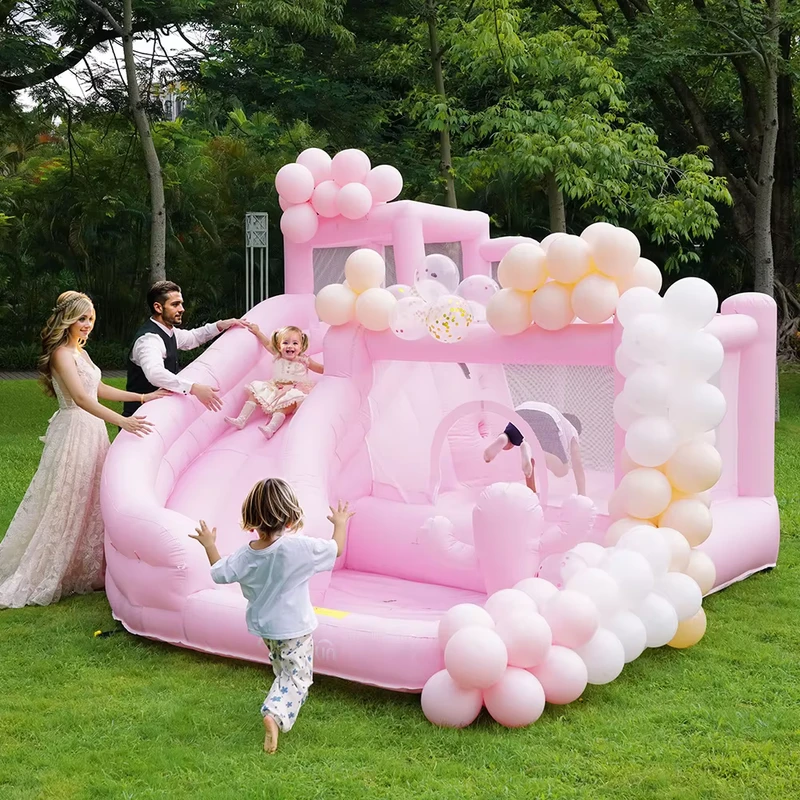 Castello gonfiabile per feste di matrimonio, casa da salto gonfiabile rosa