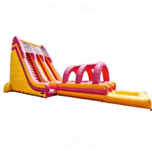 Pink Yellow Themed Inflatable PVC Water Slide Slip N Slide Extension for Kids Summer Outdoor Use Commercial Grade 500kg Capacity