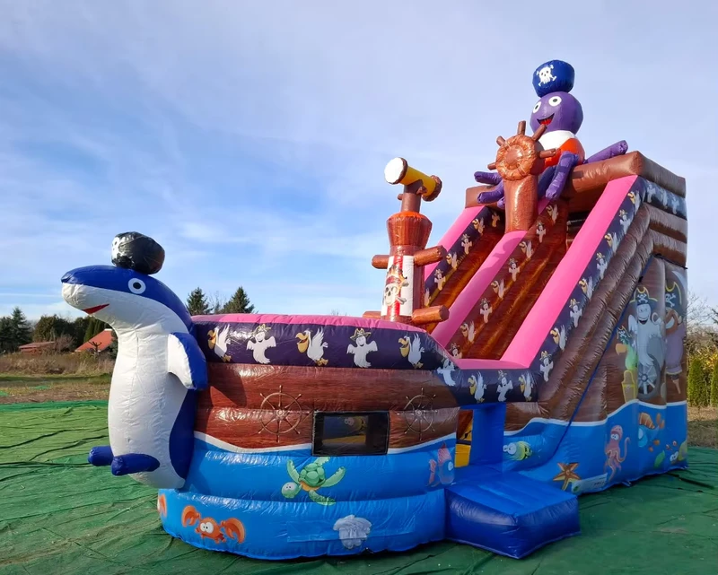 Piratenboot Piraten Springkastelen Inflatable Bouncy Castle Droge Glijbaan voor Feest